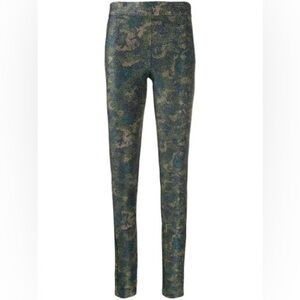 GANNI  METALLIC CAMOUFLAGE-JERSEY LEGGINGS IN 861 KALAMATA